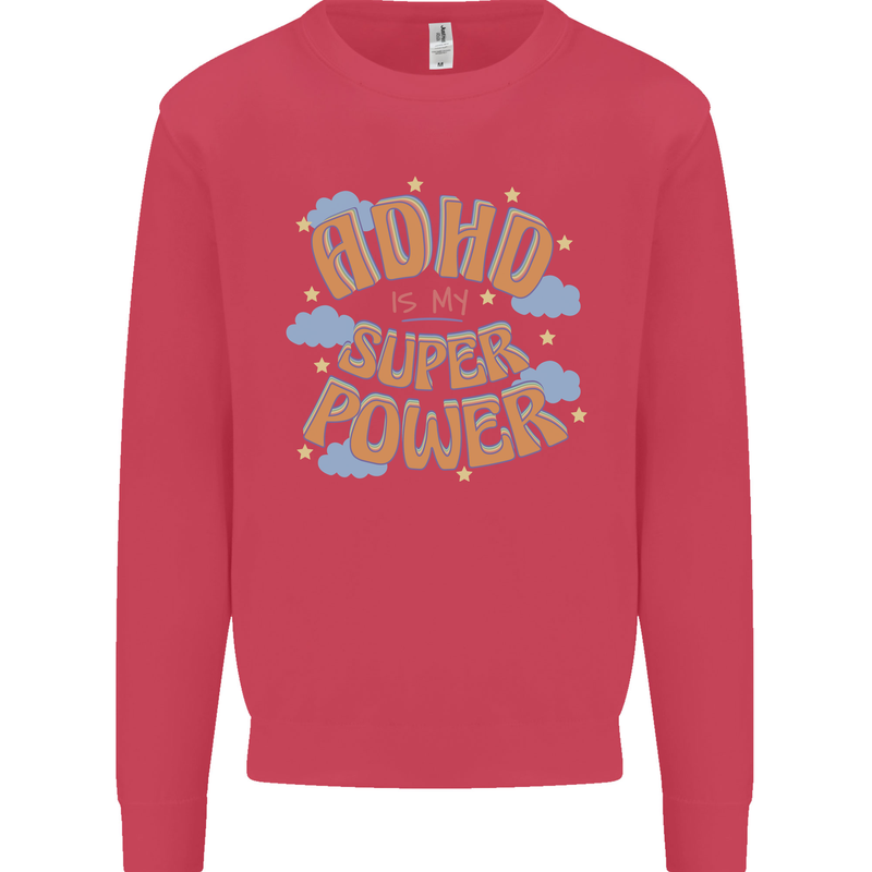 ADHD is My Superpower Kids Sweatshirt Jumper Heliconia