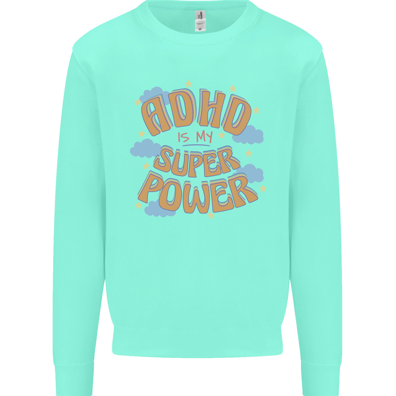 ADHD is My Superpower Kids Sweatshirt Jumper Peppermint