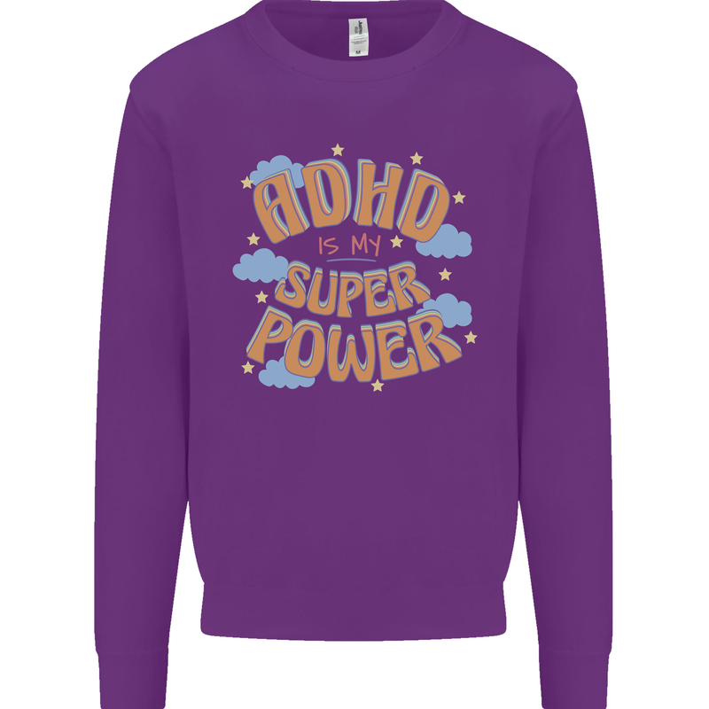 ADHD is My Superpower Kids Sweatshirt Jumper Purple