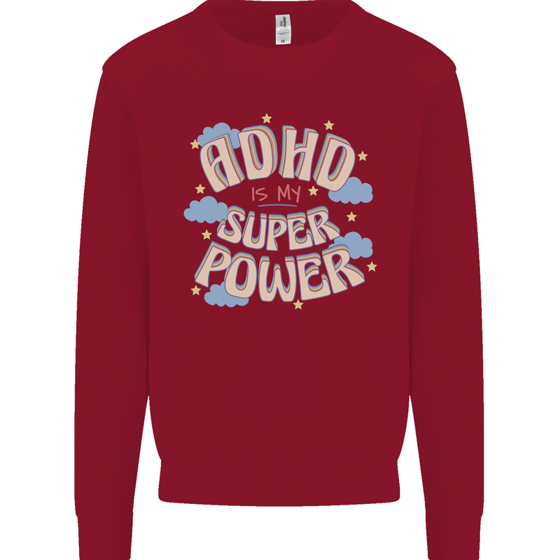 ADHD is My Superpower Kids Sweatshirt Jumper Red