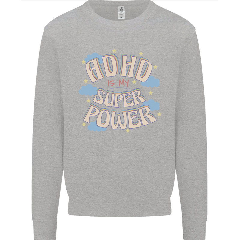 ADHD is My Superpower Kids Sweatshirt Jumper Sports Grey