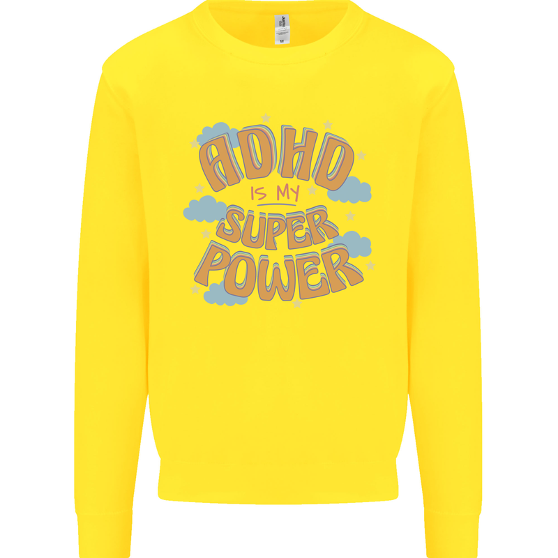 ADHD is My Superpower Kids Sweatshirt Jumper Yellow