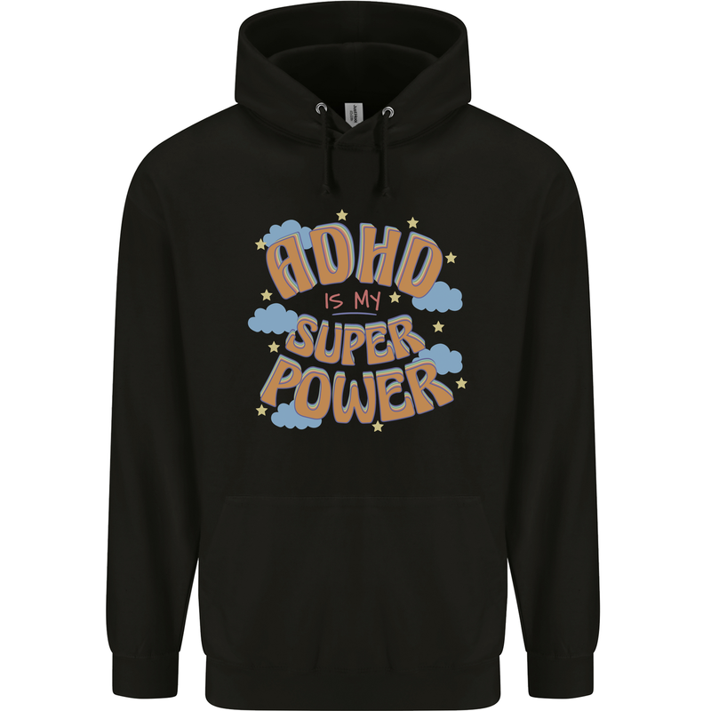 ADHD is My Superpower Mens 80% Cotton Hoodie Black