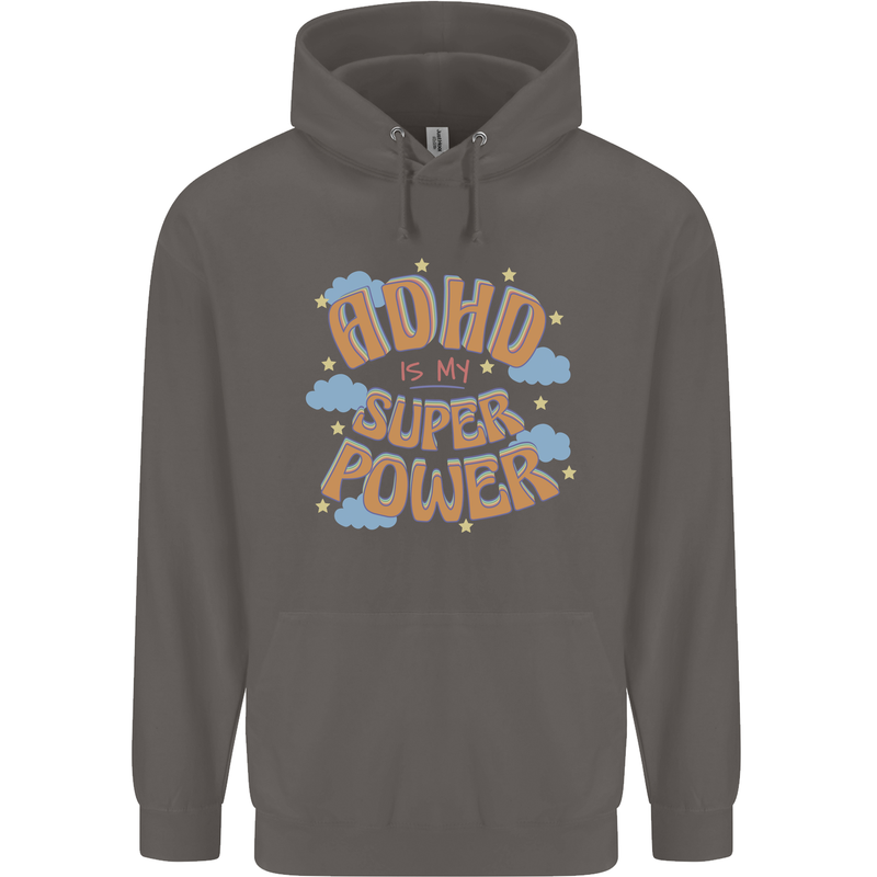 ADHD is My Superpower Mens 80% Cotton Hoodie Charcoal