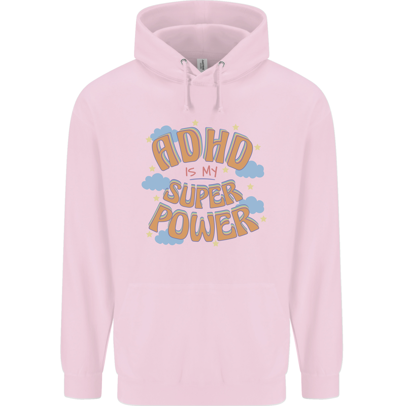 ADHD is My Superpower Mens 80% Cotton Hoodie Light Pink