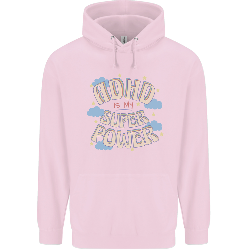 ADHD is My Superpower Mens 80% Cotton Hoodie Light Pink