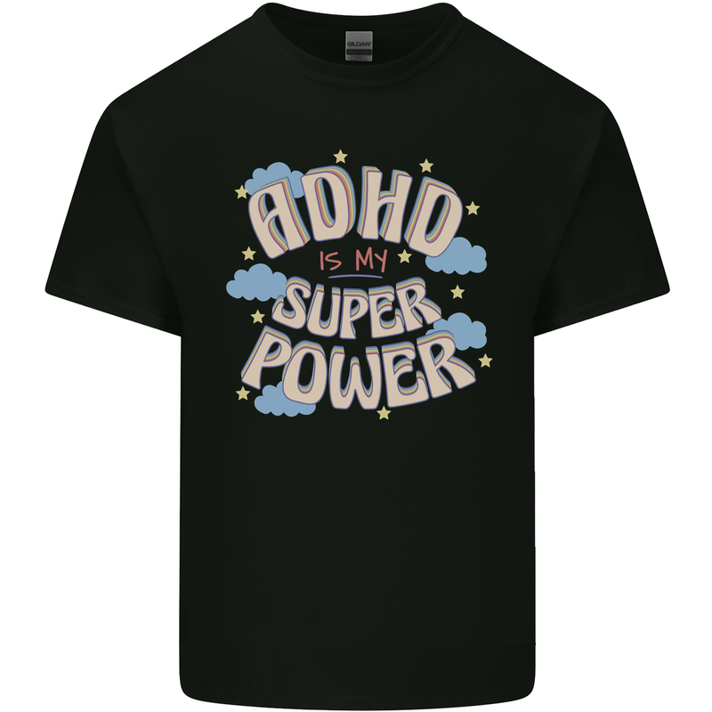 ADHD is My Superpower Mens Cotton T-Shirt Tee Top Black