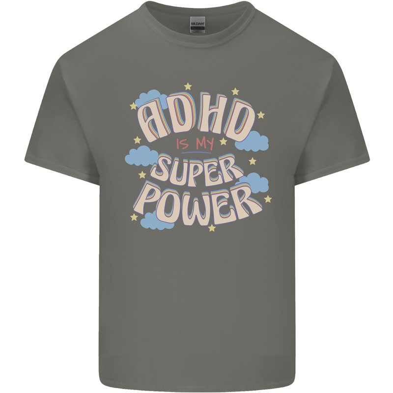 ADHD is My Superpower Mens Cotton T-Shirt Tee Top Charcoal