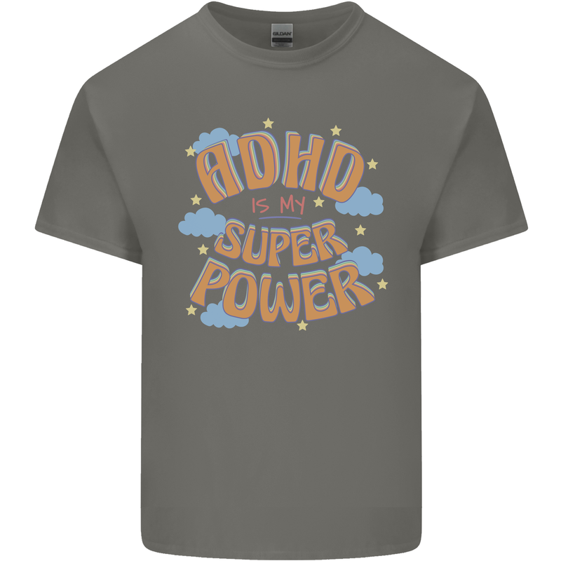 ADHD is My Superpower Mens Cotton T-Shirt Tee Top Charcoal