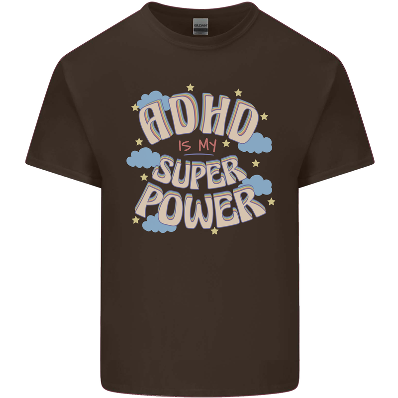 ADHD is My Superpower Mens Cotton T-Shirt Tee Top Dark Chocolate