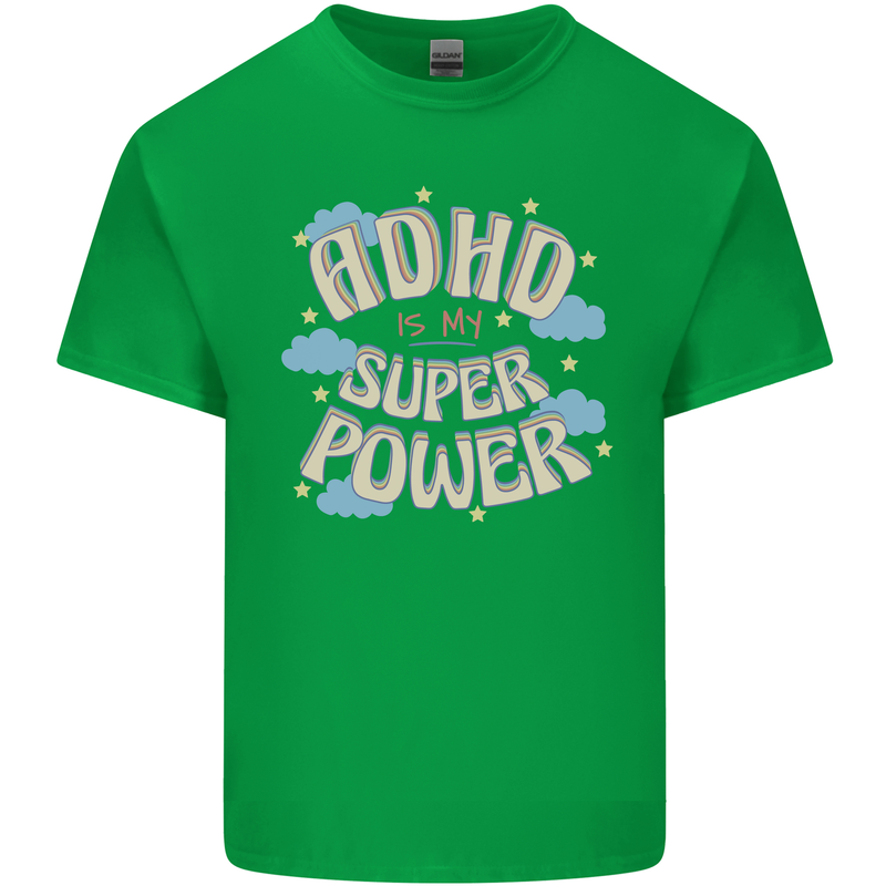 ADHD is My Superpower Mens Cotton T-Shirt Tee Top Irish Green