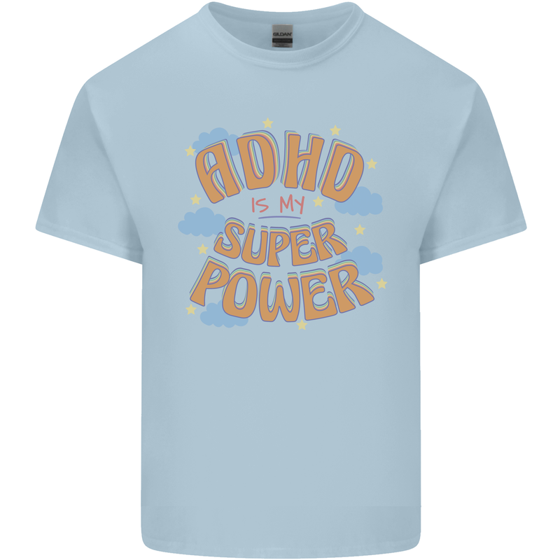 ADHD is My Superpower Mens Cotton T-Shirt Tee Top Light Blue