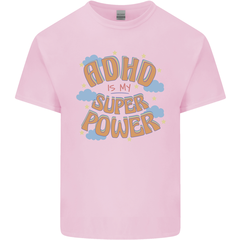 ADHD is My Superpower Mens Cotton T-Shirt Tee Top Light Pink