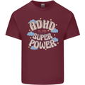 ADHD is My Superpower Mens Cotton T-Shirt Tee Top Maroon