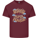 ADHD is My Superpower Mens Cotton T-Shirt Tee Top Maroon
