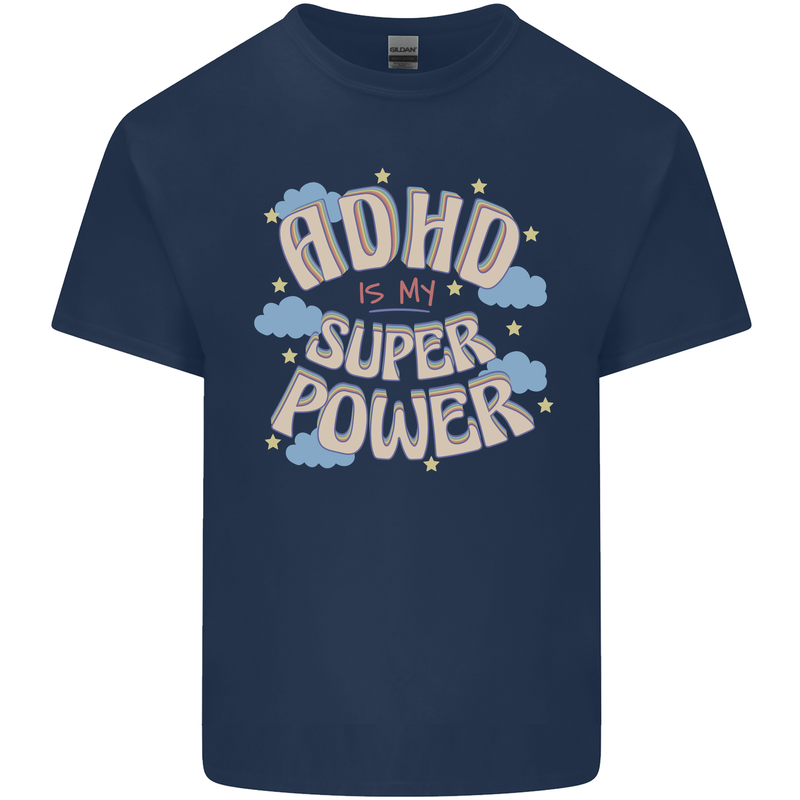 ADHD is My Superpower Mens Cotton T-Shirt Tee Top Navy Blue
