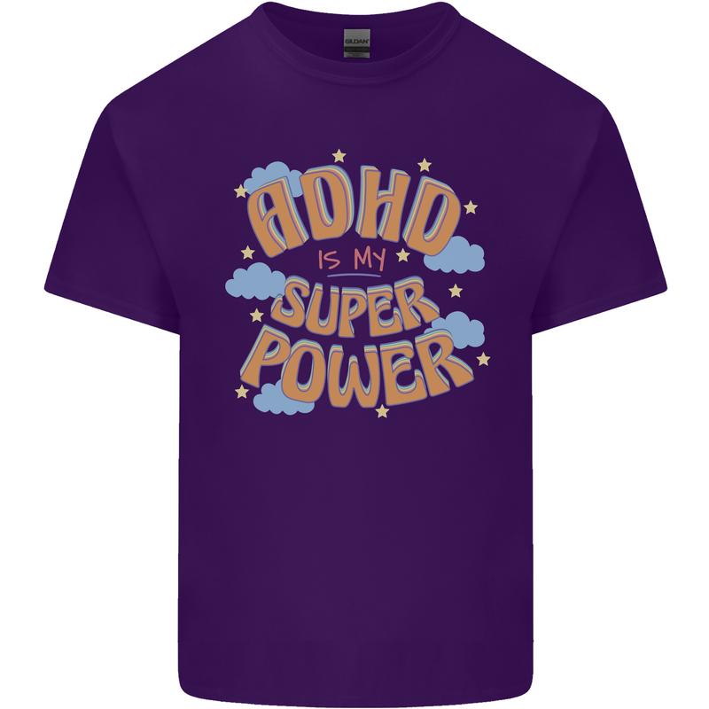 ADHD is My Superpower Mens Cotton T-Shirt Tee Top Purple