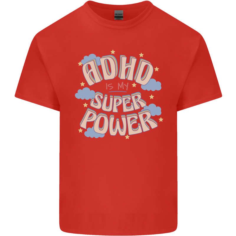 ADHD is My Superpower Mens Cotton T-Shirt Tee Top Red