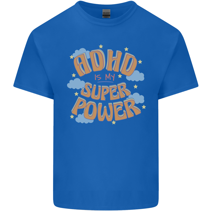 ADHD is My Superpower Mens Cotton T-Shirt Tee Top Royal Blue