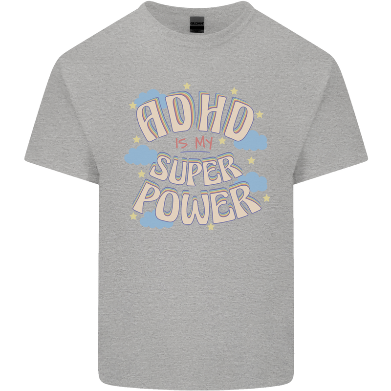 ADHD is My Superpower Mens Cotton T-Shirt Tee Top Sports Grey