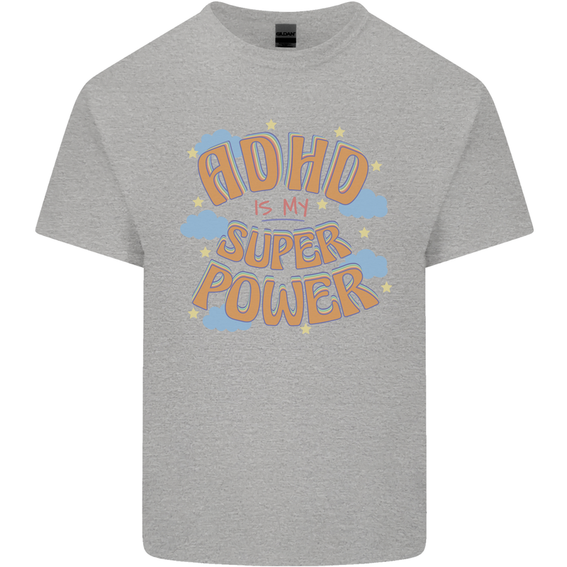 ADHD is My Superpower Mens Cotton T-Shirt Tee Top Sports Grey