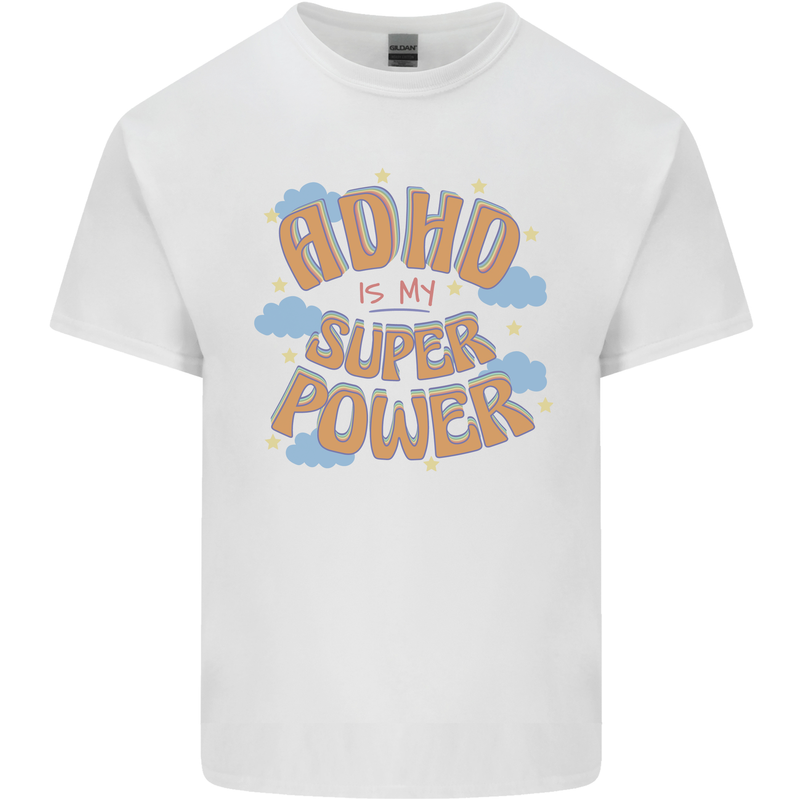 ADHD is My Superpower Mens Cotton T-Shirt Tee Top White