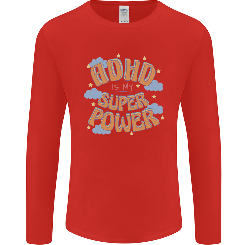 ADHD is My Superpower Mens Long Sleeve T-Shirt Red
