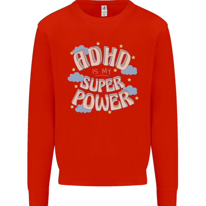 ADHD is My Superpower Mens Sweatshirt Jumper Bright Red