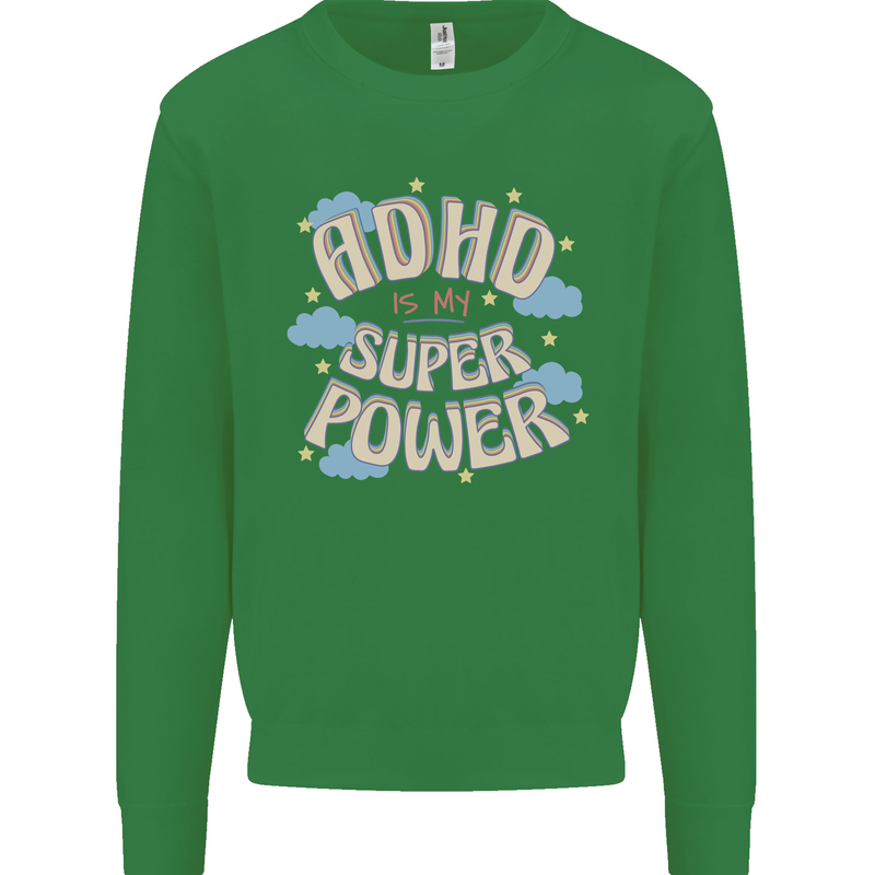 ADHD is My Superpower Mens Sweatshirt Jumper Irish Green