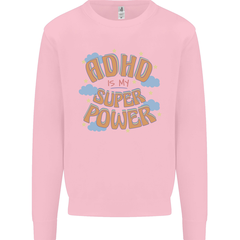 ADHD is My Superpower Mens Sweatshirt Jumper Light Pink