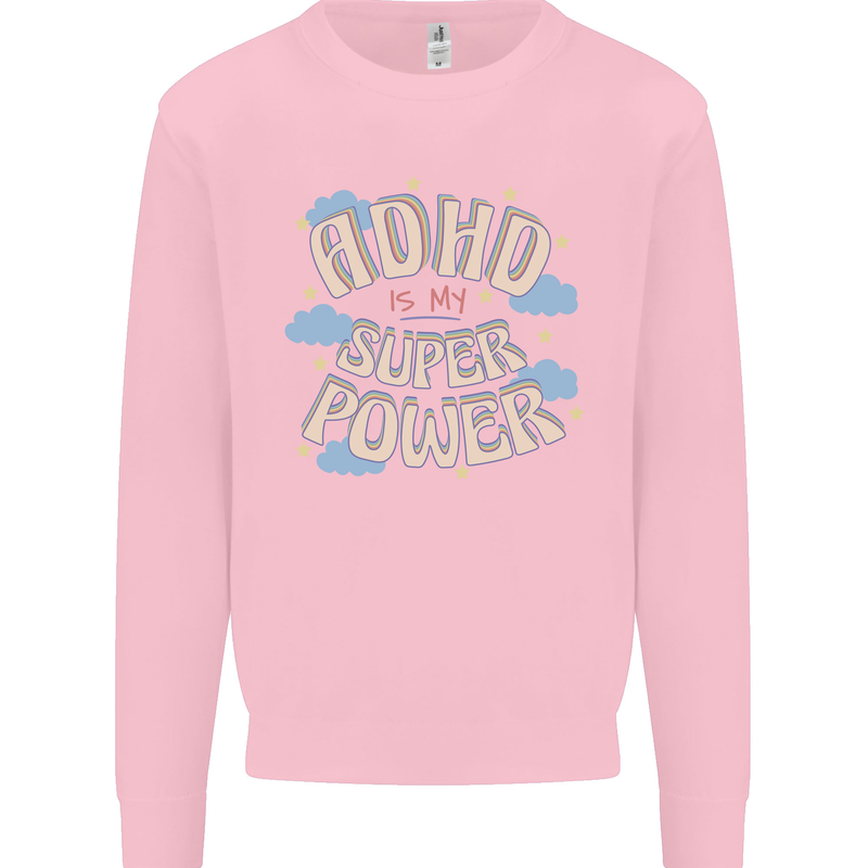 ADHD is My Superpower Mens Sweatshirt Jumper Light Pink