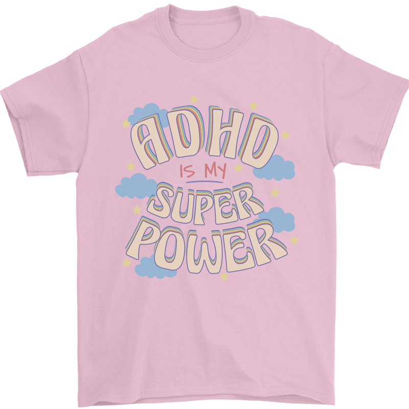 ADHD is My Superpower Mens T-Shirt 100% Cotton Light Pink