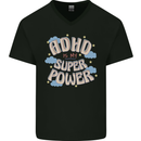 ADHD is My Superpower Mens V-Neck Cotton T-Shirt Black