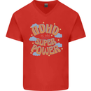 ADHD is My Superpower Mens V-Neck Cotton T-Shirt Red