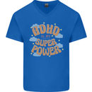 ADHD is My Superpower Mens V-Neck Cotton T-Shirt Royal Blue