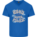 ADHD is My Superpower Mens V-Neck Cotton T-Shirt Royal Blue