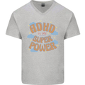 ADHD is My Superpower Mens V-Neck Cotton T-Shirt Sports Grey