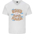 ADHD is My Superpower Mens V-Neck Cotton T-Shirt White