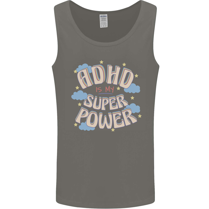 ADHD is My Superpower Mens Vest Tank Top Charcoal