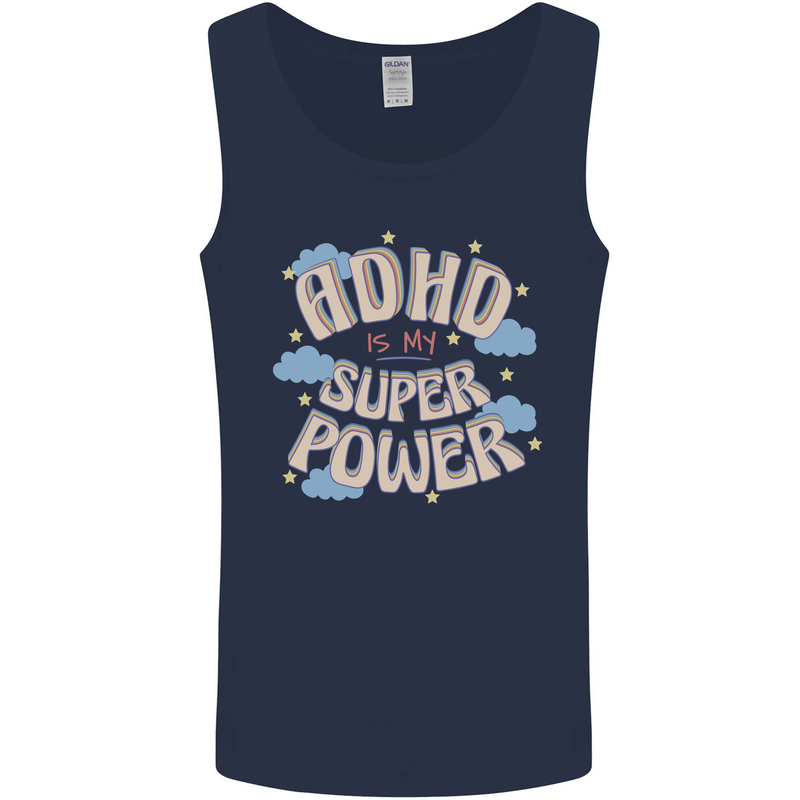ADHD is My Superpower Mens Vest Tank Top Navy Blue