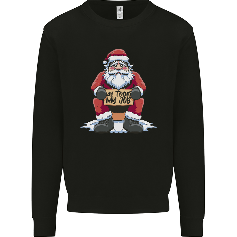 AI Took Santa's Job Funny Christmas Xmas Kids Sweatshirt Jumper Black