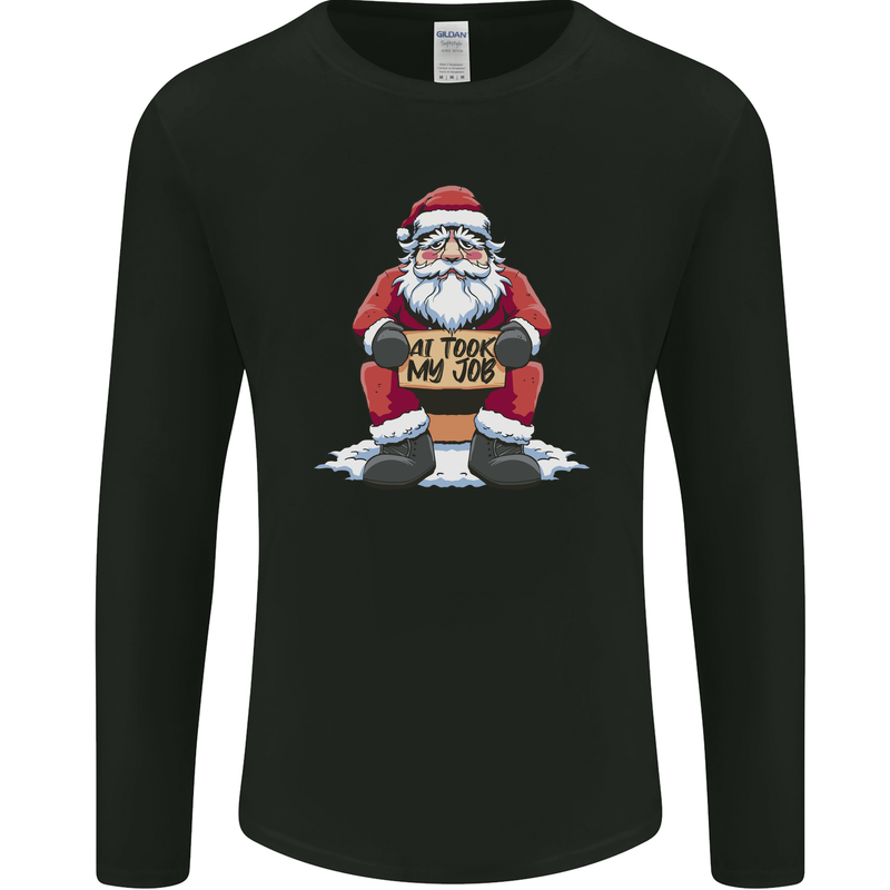 AI Took Santa's Job Funny Christmas Xmas Mens Long Sleeve T-Shirt Black