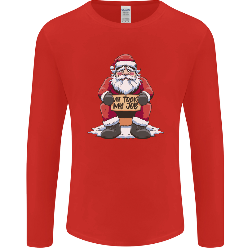 AI Took Santa's Job Funny Christmas Xmas Mens Long Sleeve T-Shirt Red