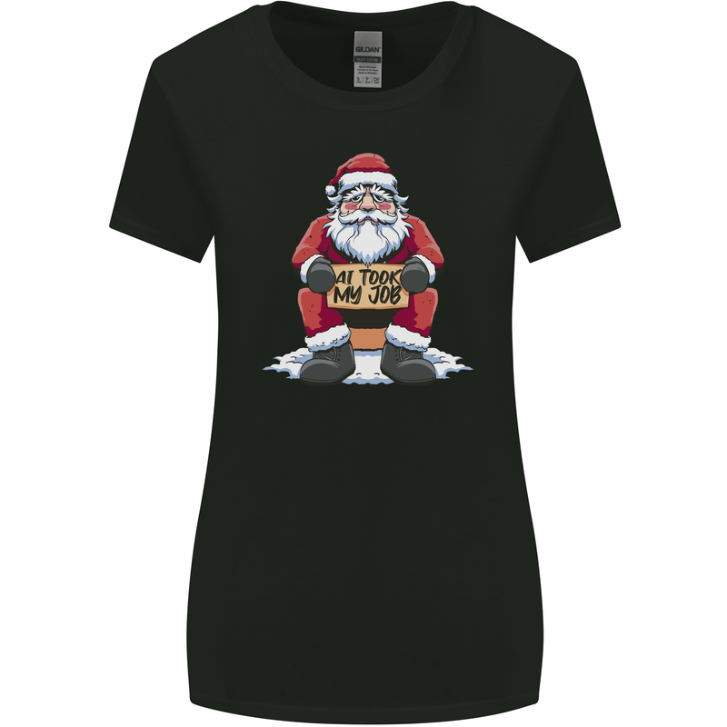 AI Took Santa's Job Funny Christmas Xmas Womens Wider Cut T-Shirt Black
