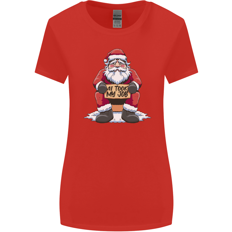 AI Took Santa's Job Funny Christmas Xmas Womens Wider Cut T-Shirt Red