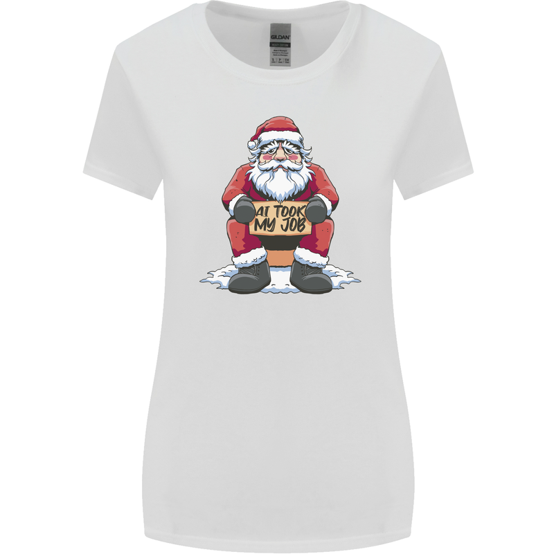 AI Took Santa's Job Funny Christmas Xmas Womens Wider Cut T-Shirt White