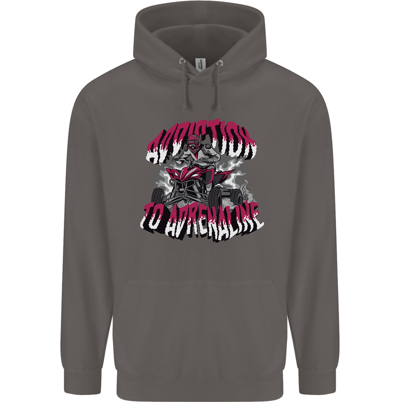ATV Quad Biking Adrenaline Biker Off Road Mens 80% Cotton Hoodie Charcoal