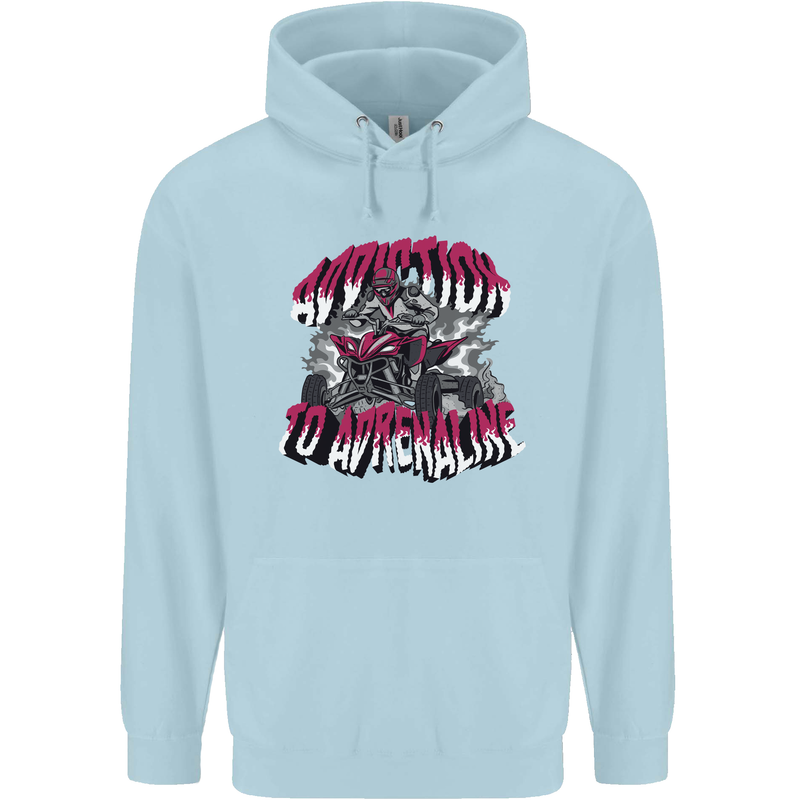 ATV Quad Biking Adrenaline Biker Off Road Mens 80% Cotton Hoodie Light Blue