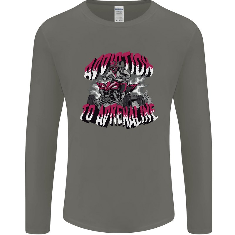 ATV Quad Biking Adrenaline Biker Off Road Mens Long Sleeve T-Shirt Charcoal