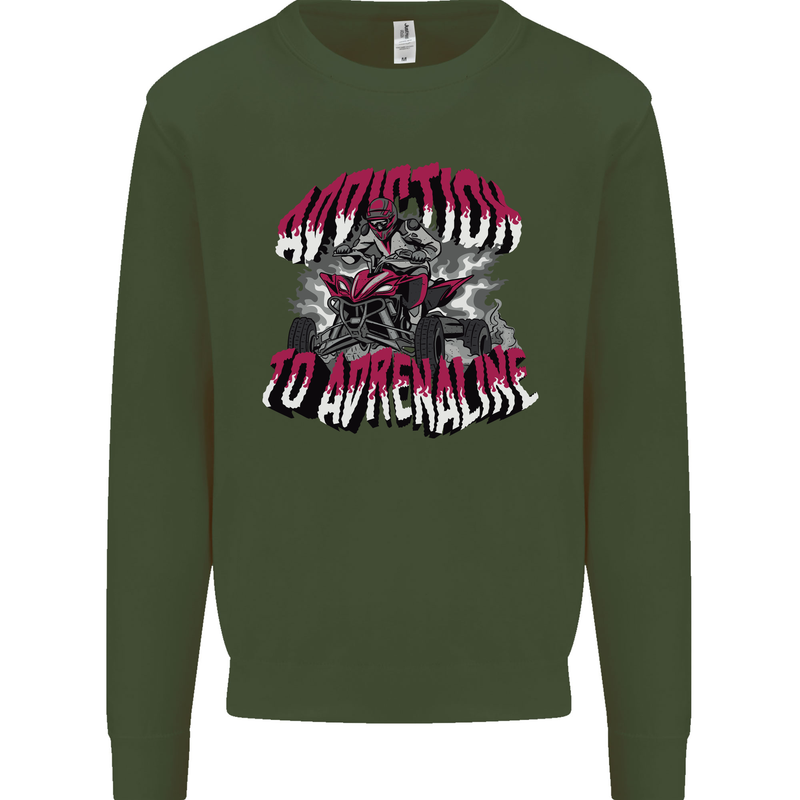 ATV Quad Biking Adrenaline Biker Off Road Mens Sweatshirt Jumper Forest Green